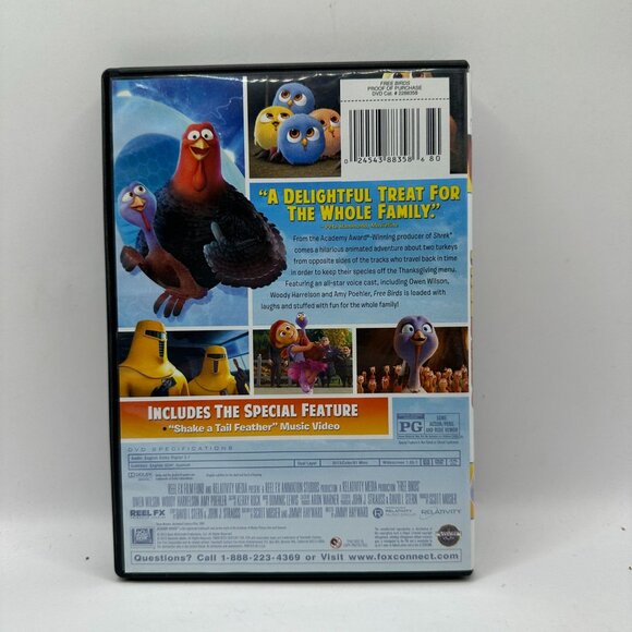 Free Birds DVD Owen Wilson Woody Harrelson & Amy Poehler Rated PG Widescreen - Picture 2 of 3